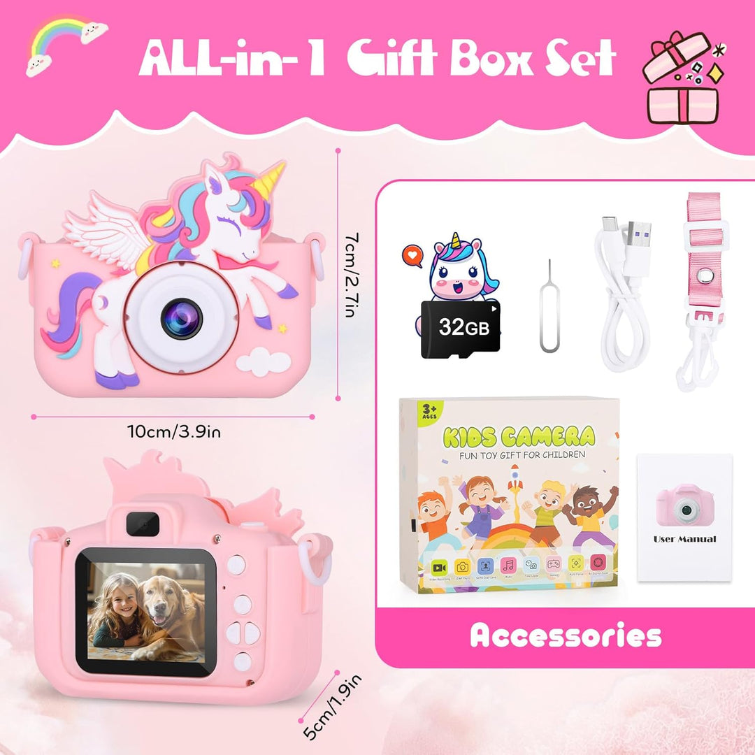 Cámara para niños Unicornio Niñas Juguetes, Cámara digital para niñ...