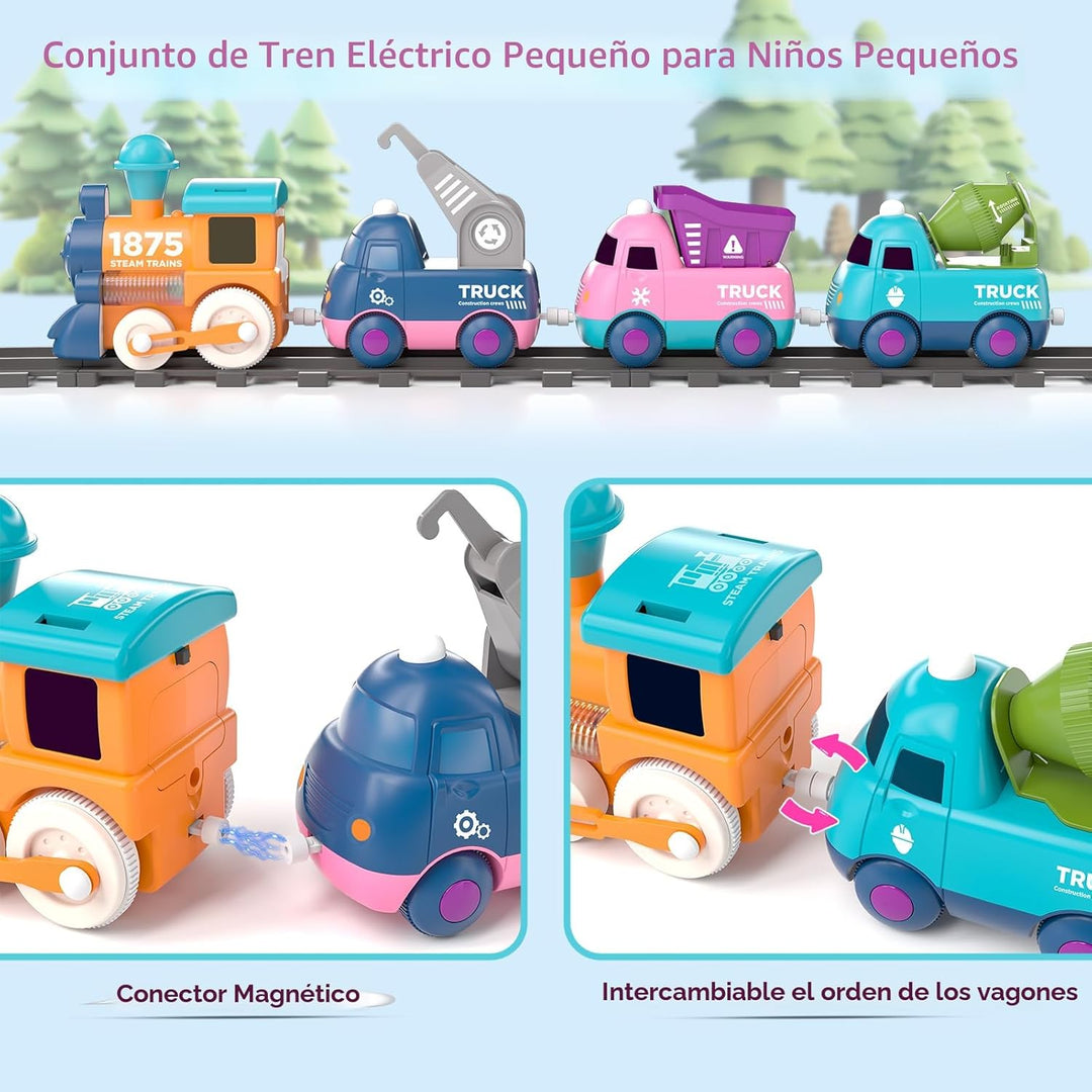 Juego de tren para niños pequeños, juguete de tren eléctrico para n...