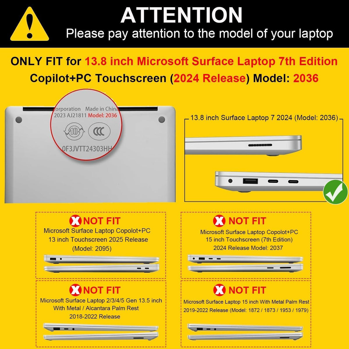 Seanai Carcasa rígida para portátil Microsoft Surface de 13,8"...