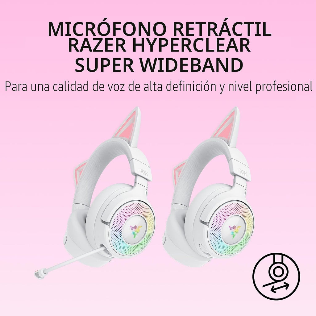 Auriculares inalámbricos Razer Kraken Kitty V3 Pro con RGB, Blanco