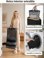 IEGrow Cesta de lavandería con tapa,Cesta de lavandería de 110L con bolsas