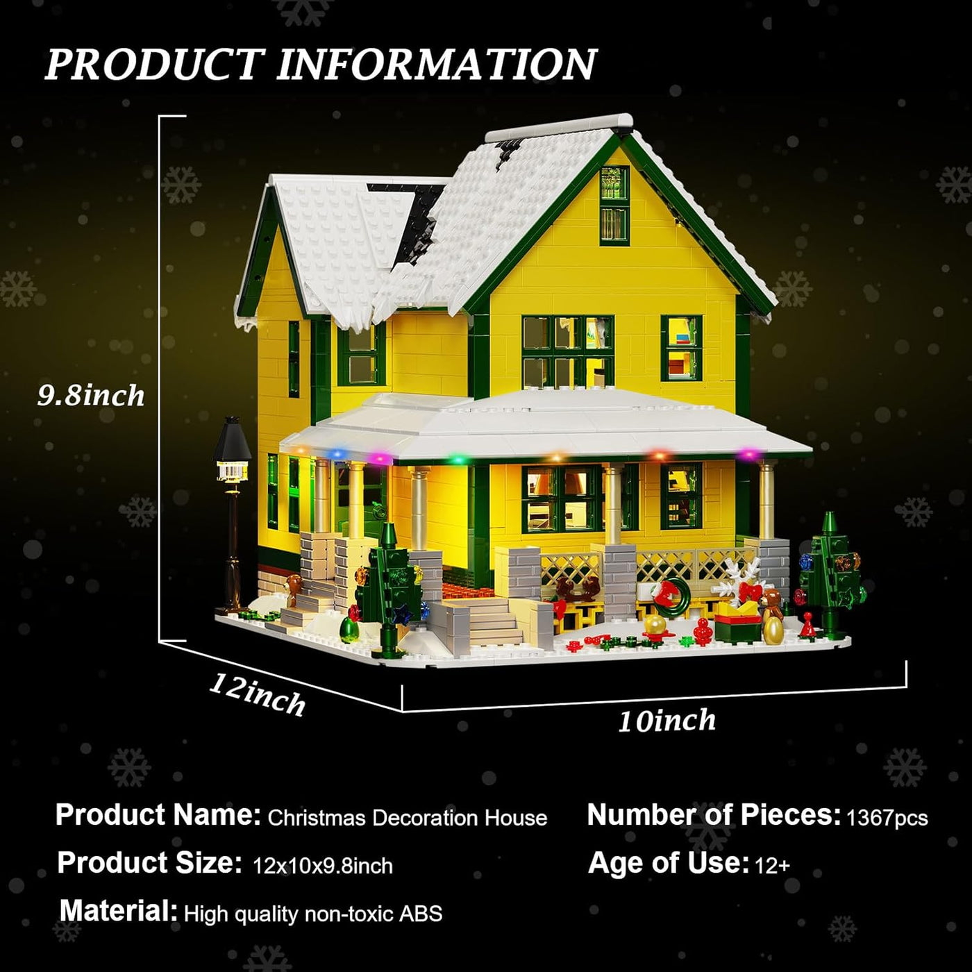 Juego de construcción de casa de Navidad con luz juguete