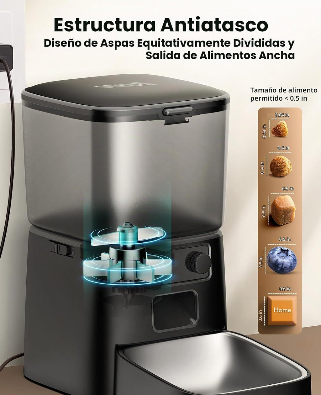 oneisall Alimentador automático para gatos 2.4 GHz Wi-Fi, 3.5L/15 tazas
