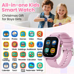 Reloj inteligente impermeable para niños y niñas de 5 a 12 años con 39 juegos, cámara HD, video, música, seguimiento de hábitos, alarma, podómetro, reloj inteligente para niños, regalo de cumpleaños para niñas de 5, 6, 7, 8 (rosa)