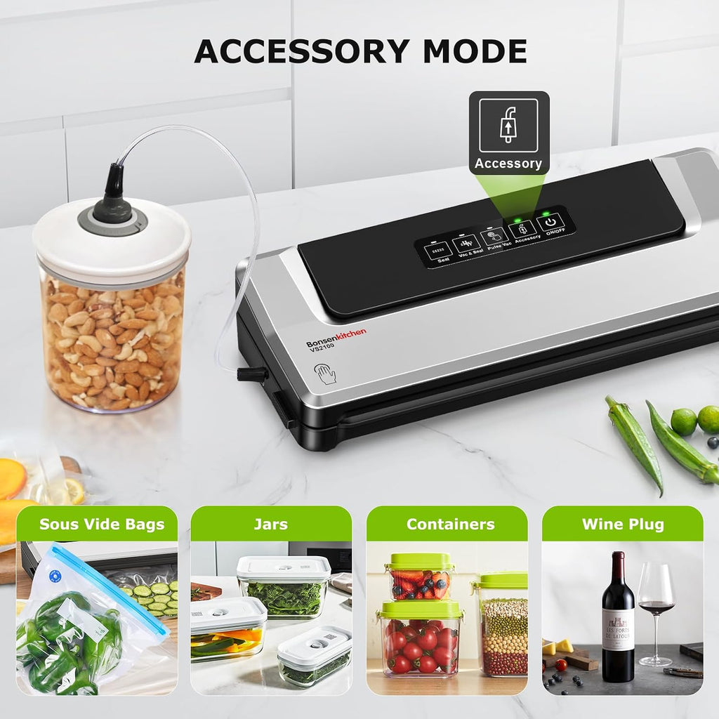 Bonsenkitchen Máquina selladora al vacío, múltiples modos