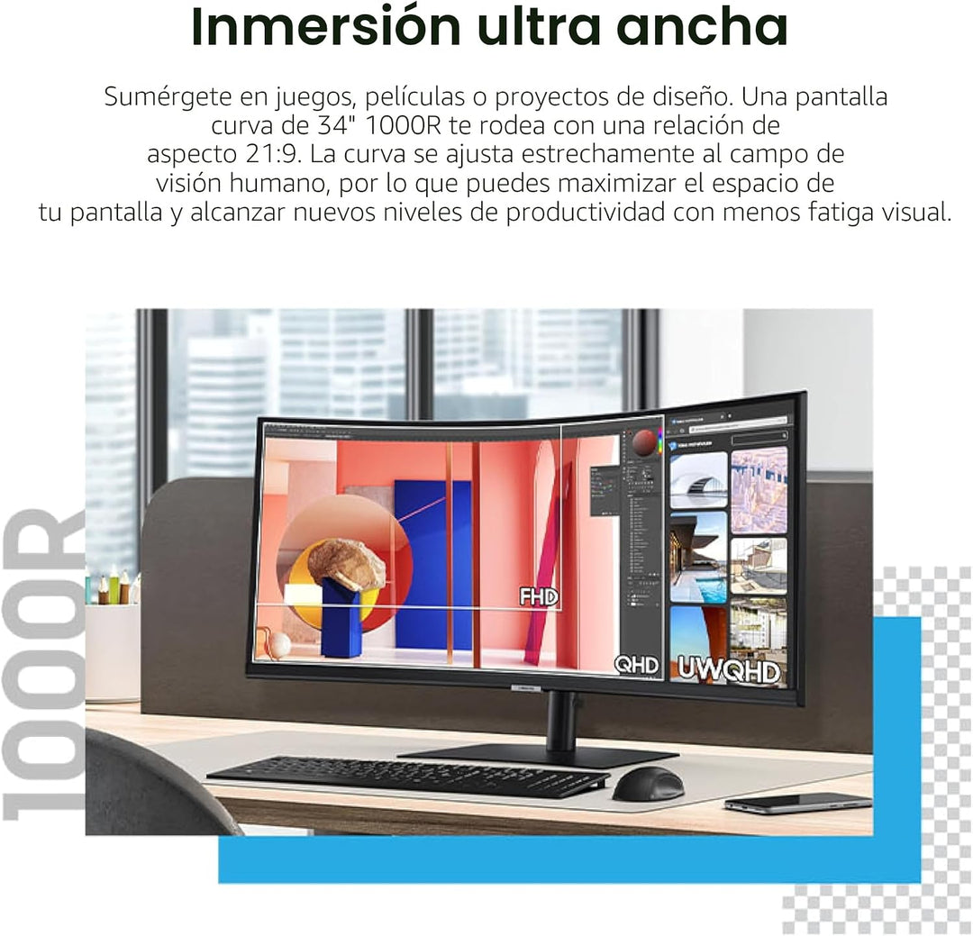 Samsung ViewFinity (S65VC) Series Ultra-WQHD Monitor curvo para com...