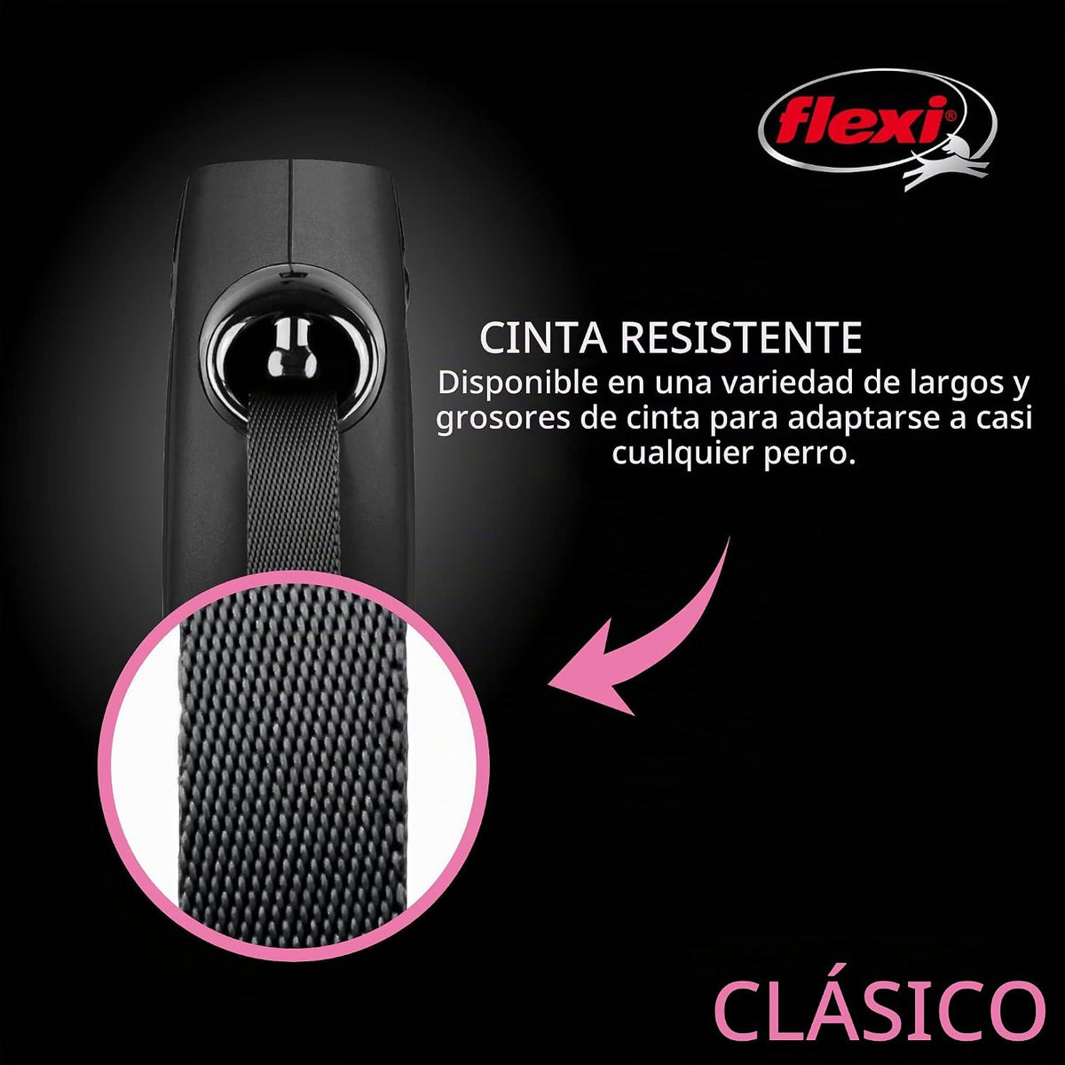 FLEXI® Correa de perro retráctil con cinta clásica, grande, 16 pies
