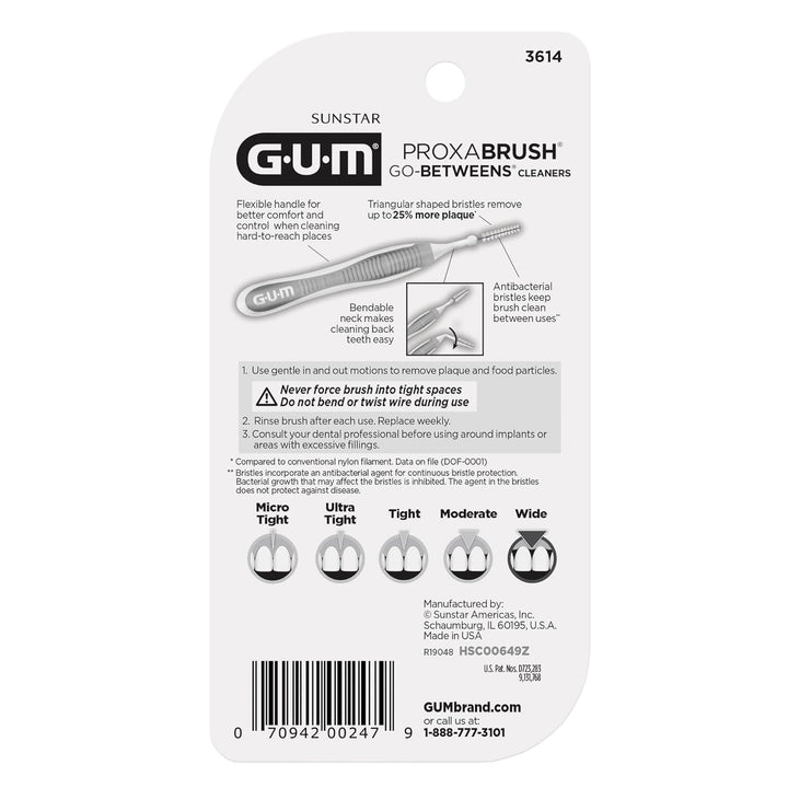 GUM Proxabrush Go-Betweens - Cepillos interdentales anchos - Palill...