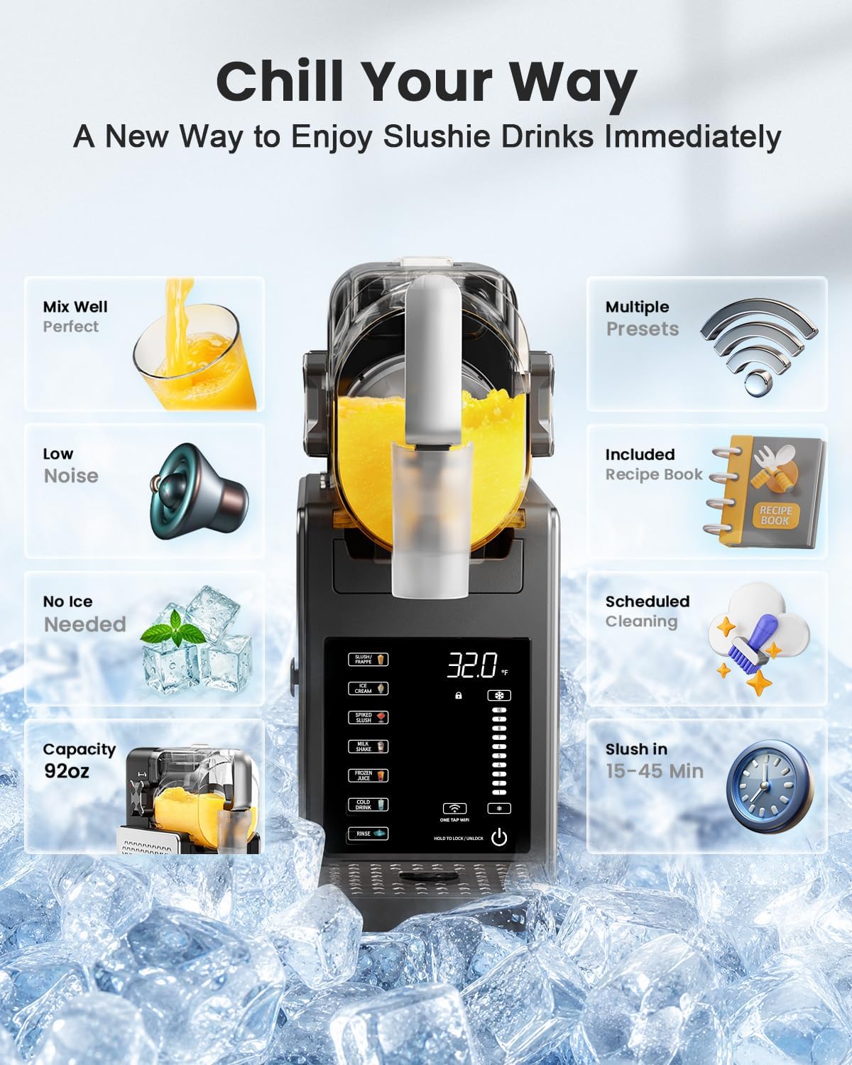 Máquina de granizado con control de aplicación WiFi, máquina de helados, 6