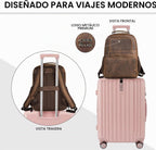 LEATHER VILLAGE Mochila de cuero para hombre de trabajo, Canela, Resistente