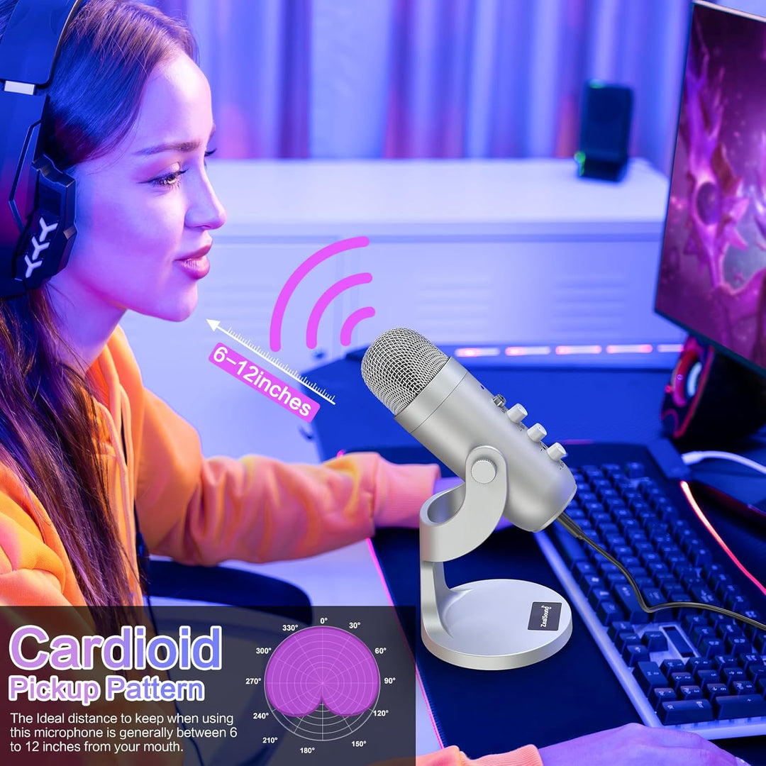 ZealSound Micrófono USB, micrófono condensador de computadora, micr...