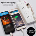 Lámpara UseeLink Tira de alimentación de enchufe inteligente, protector de sobretensiones WiFi compatible con Alexa Google Home, enchufes inteligentes con 4 puertos de carga USB 4