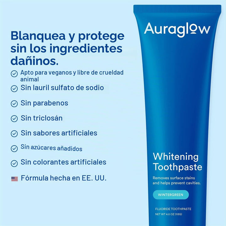 Auraglow Pasta de dientes blanqueadora, pasta de dientes de peróxid...