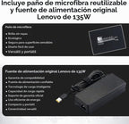 Lenovo 40AF0135US Estación de acoplamiento Thinkpad Dual Monitor híbrido USB-C con USB-A - 1 año de garantía, con adaptador de 135W + cable HDMI + cable DisplayPort + cable USB-C + paño de microfibra