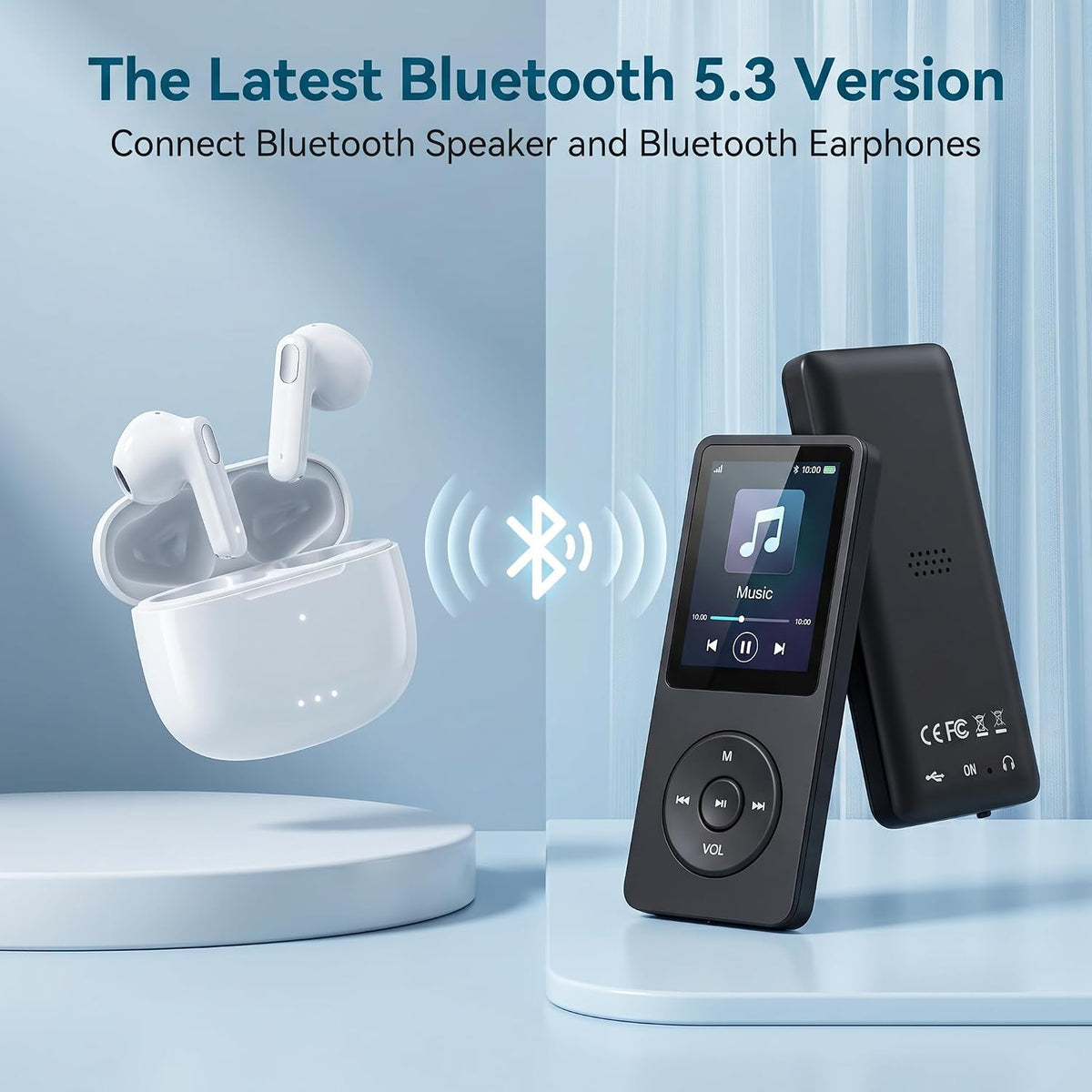 Reproductor MP3 de 128 GB con auriculares Bluetooth 5.3 incluidos