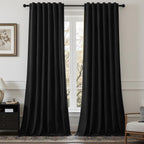 Cortinas opacas de terciopelo negro de 84 pulgadas de largo para dormitorio