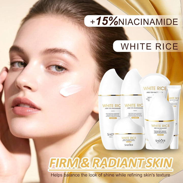 FOR SADOER Rice Niacinamide Skincare Set \u2013 Kit de 6 piezas de...