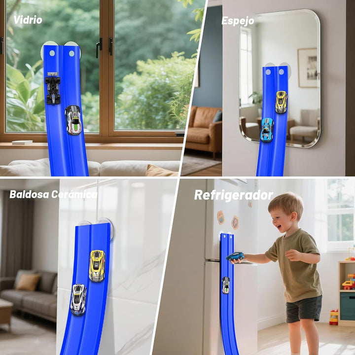 KETIEE Flex Tracks de 16 pies para niños: pista de rampa de carrera...