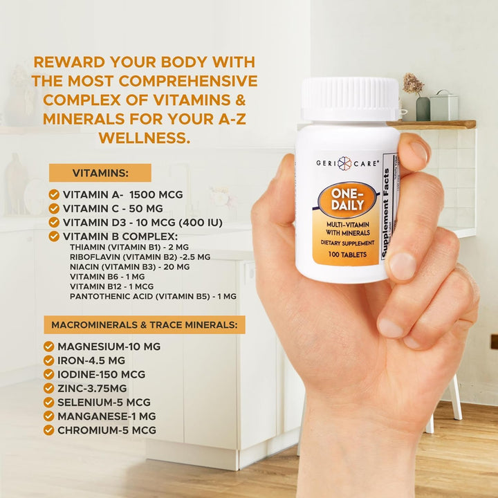 GeriCare Multivitaminas con minerales de un día (100 tabletas) Supl...