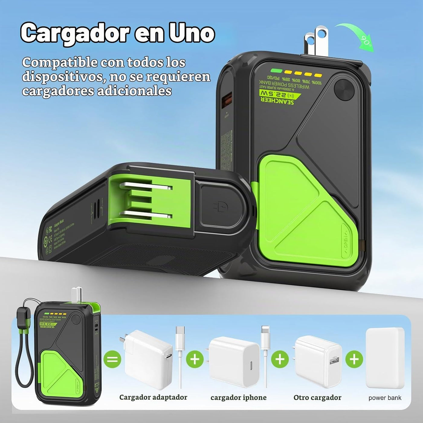 SEANCHEER P05 Cargador portátil, banco magnético de energía pequeño...