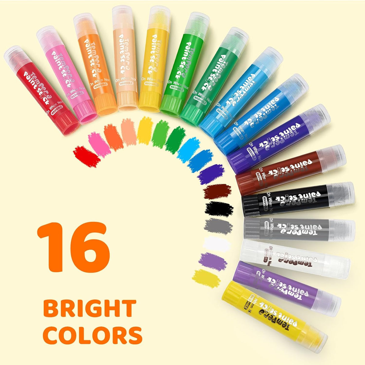 208 barras de pintura de témpera, 16 colores clásicos, palos de pintura sólida lavables para niños pequeños, suministros de arte de pintura para estudiantes de aula, paquete de clase, no tóxico