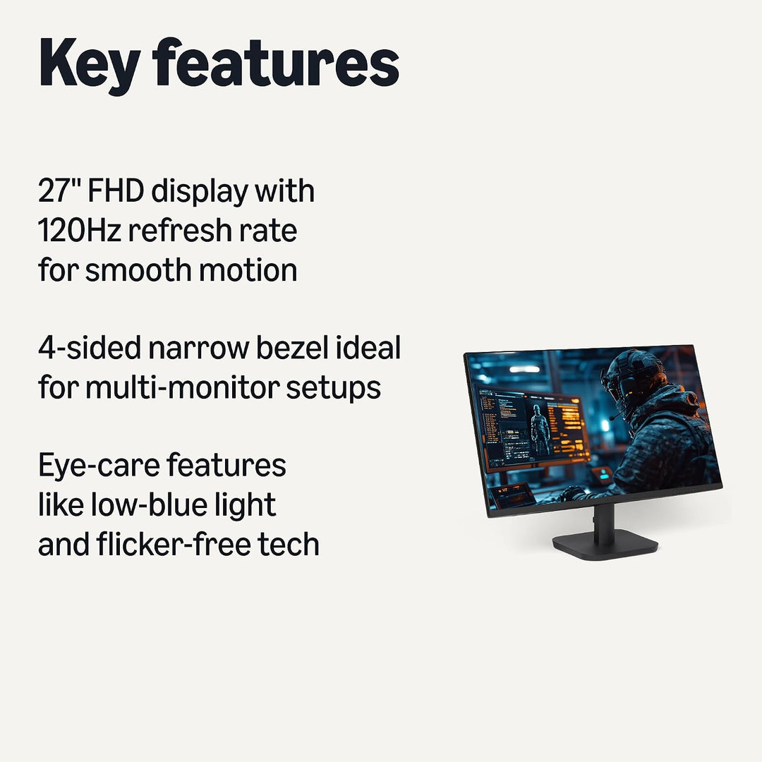 Amazon Basics - Monitor de computadora de 27 pulgadas 120 Hz, 1080P...