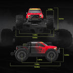 1/14 Coches RC sin escobillas, Camión monstruo, Camión RC, +50 MPH, 4WD, Impermeable, Rojo, Edades 8+