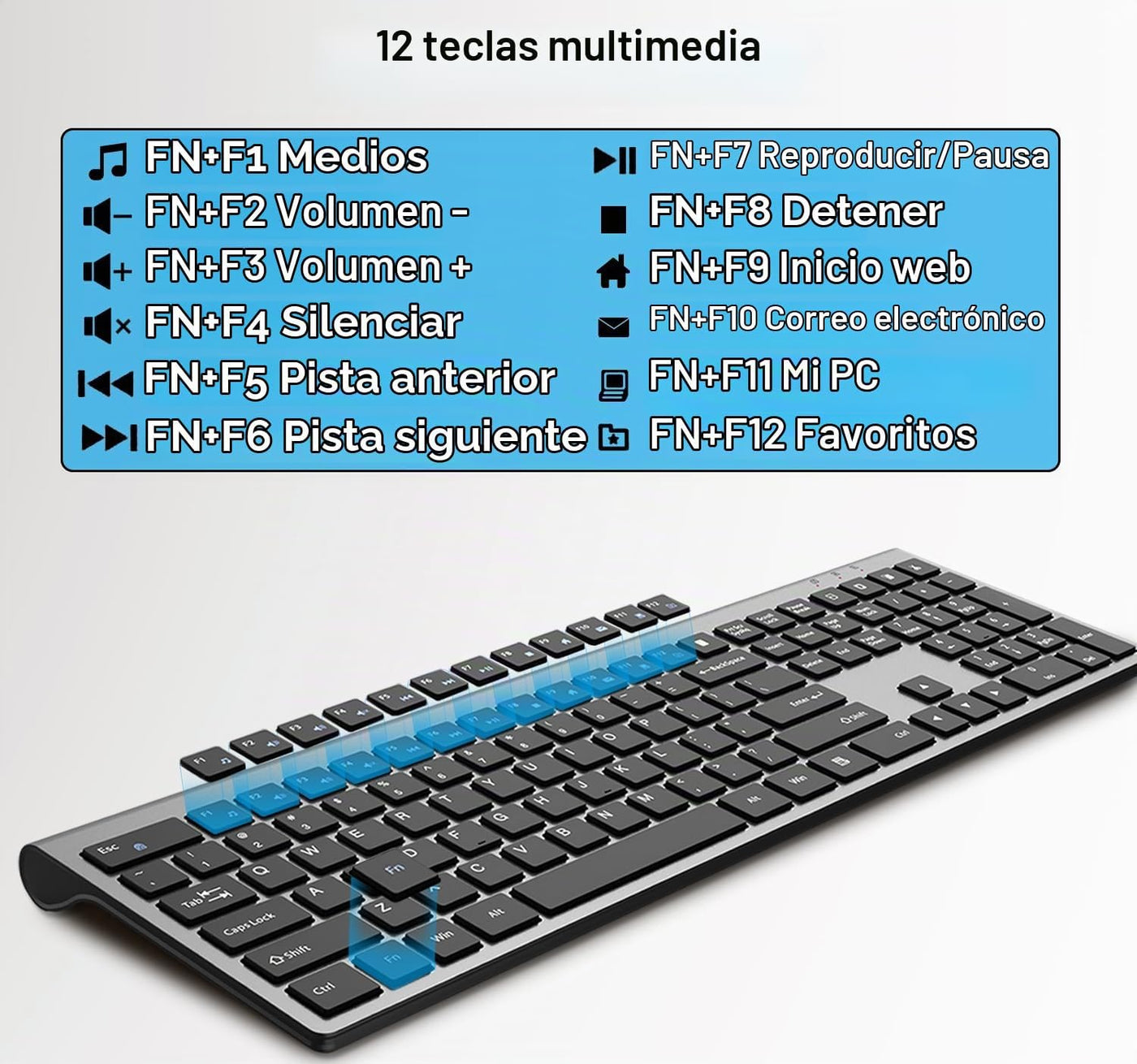 Combo de teclado y mouse inalámbricos, teclado delgado de computado...