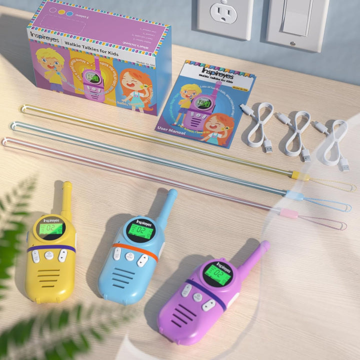 Inspireyes Walkie Talkies para niños recargables, rellenos de cesta...