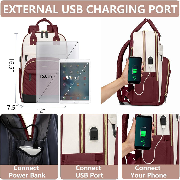bagswan Mochila para laptop para mujer, 61-vino tinto, 15,6 pulg.,...
