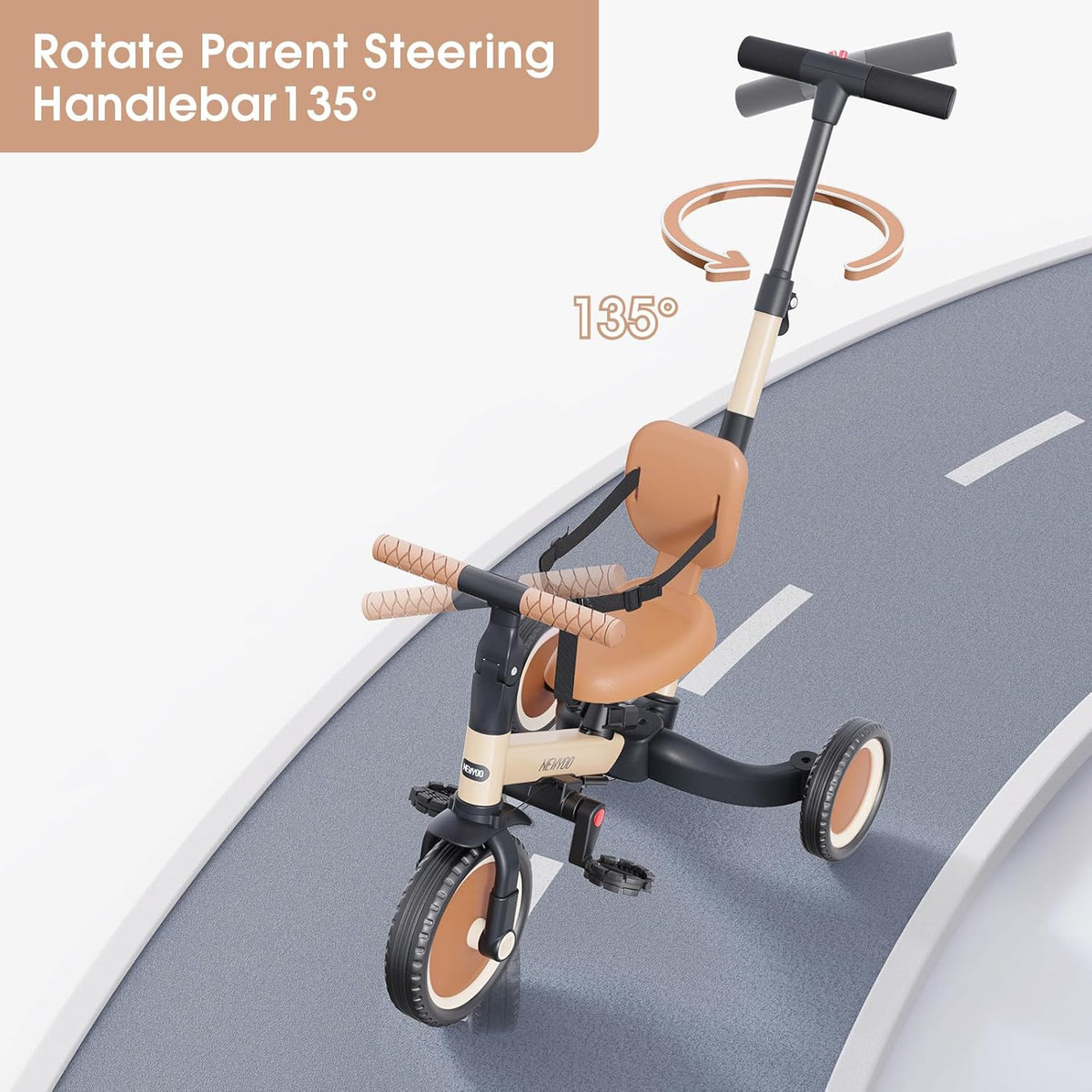 newyoo - Triciclo para niños pequeños con mango de empuje para niños de 1 a 3 años, bicicleta para niños pequeños, regalo de cumpleaños y juguete para niños y niñas, triciclo para niños 5 en 1