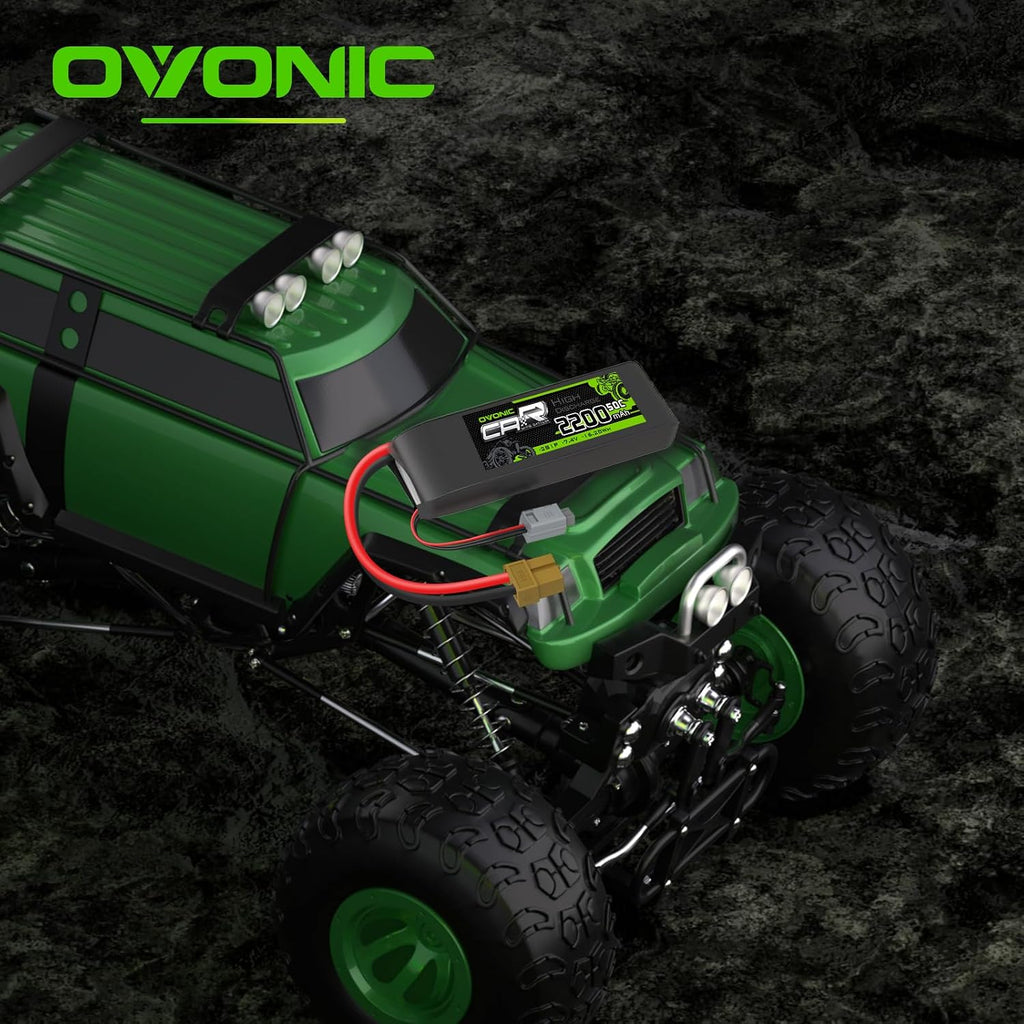 OVONIC 7,4V Lipo 2200 mAh 50C 2S Batería Lipo con enchufe XT60+TRA...