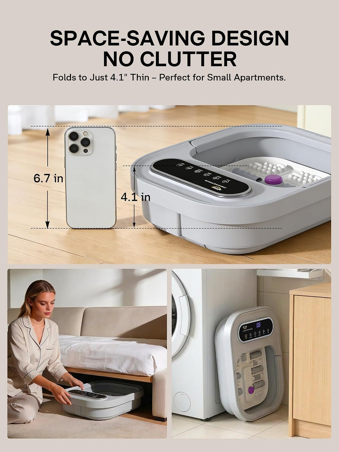 ALLJOY Spa de pies plegable con calor, baño de pies de pedicura con...