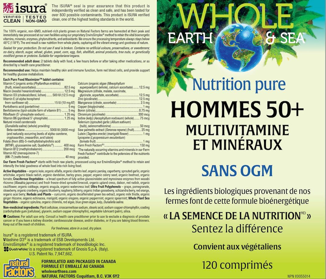 Natural Factors Whole Earth &amp; Sea - Multivitamínico y mineral p...
