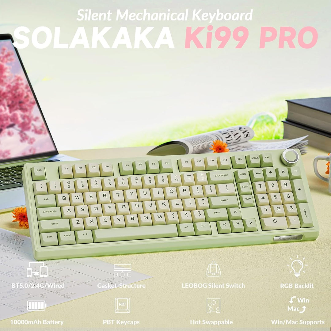 SOLAKAKA KI99 Pro - Teclado mecánico inalámbrico con interruptor si...