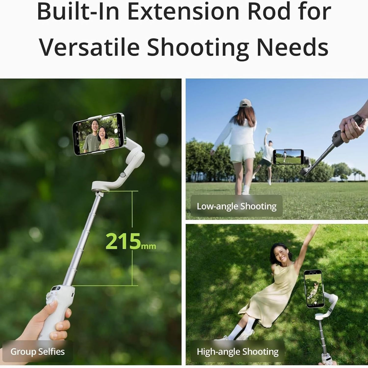 DJI Osmo Mobile 6 - Estabilizador de cardán para teléfono inteligente, cardán de 3 ejes, barra de extensión integrada, portátil y plegable, cardán Android y iPhone con ShotGuides, estabilizador de vlogging, video de YouTube TikTok