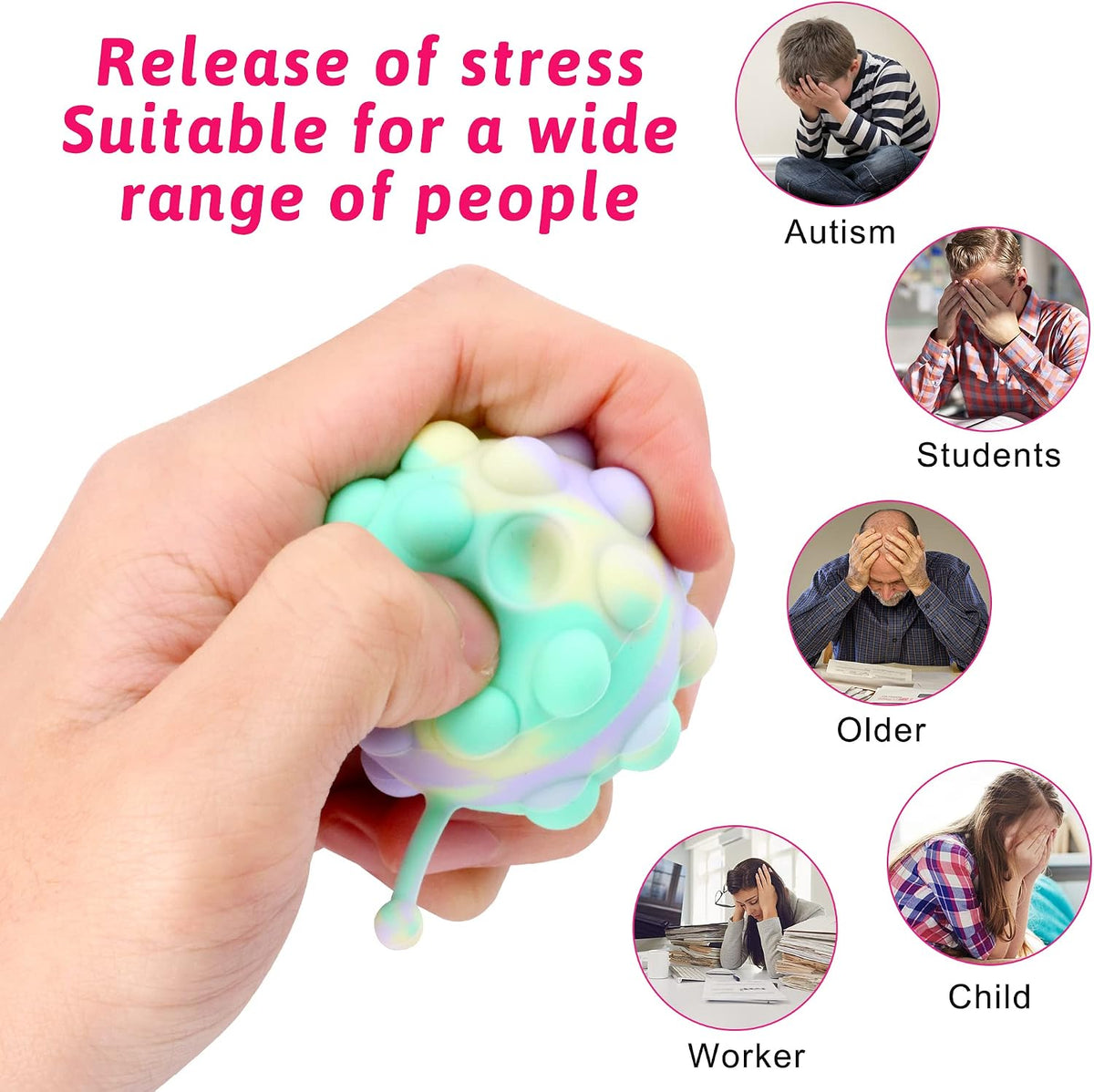 Paquete de 30 Pelotas Pop de Animales, Recuerdos de Fiesta para Niños, Pelotas Pop 3D Juguetes Fidget, Regalos de Cumpleaños para Niños y Niñas, Rellenos de Bolsas de Dulces, Rellenos de Piñata