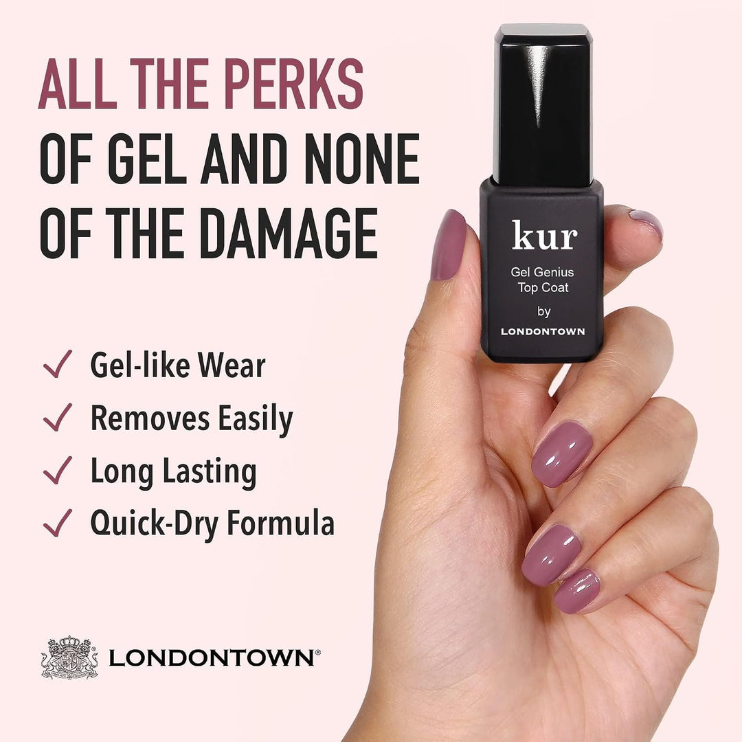 LONDONTOWN Corrector de uñas y gel Genius Top Coat Duos, ilumina e...