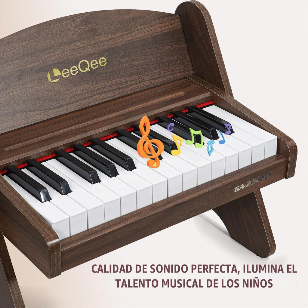 Piano de bebé para niños pequeños, piano de madera de 25 teclas para niños con control de volumen, mini instrumento educativo de música digital, piano de madera portátil de doble modo para niños de 3 años en adelante