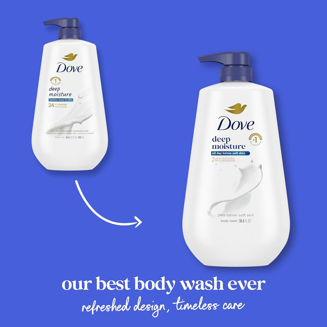 Dove Gel de baño con bomba de humedad profunda para 24 horas loción...