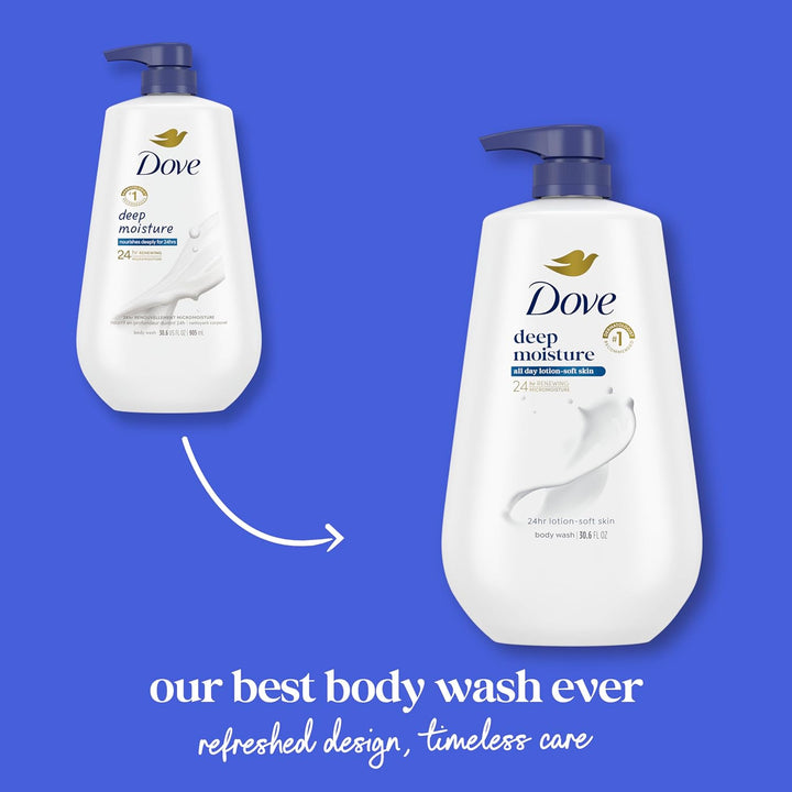 Dove Gel de baño con bomba de humedad profunda para 24 horas loción...