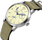 SEAKOSS Reloj piloto vintage inspirado en 1963 de 1.575 in para hombre, reloj de pulsera mecánico automático con movimiento Seagull ST1780, indicador de reserva de marcha, visualización de la fecha