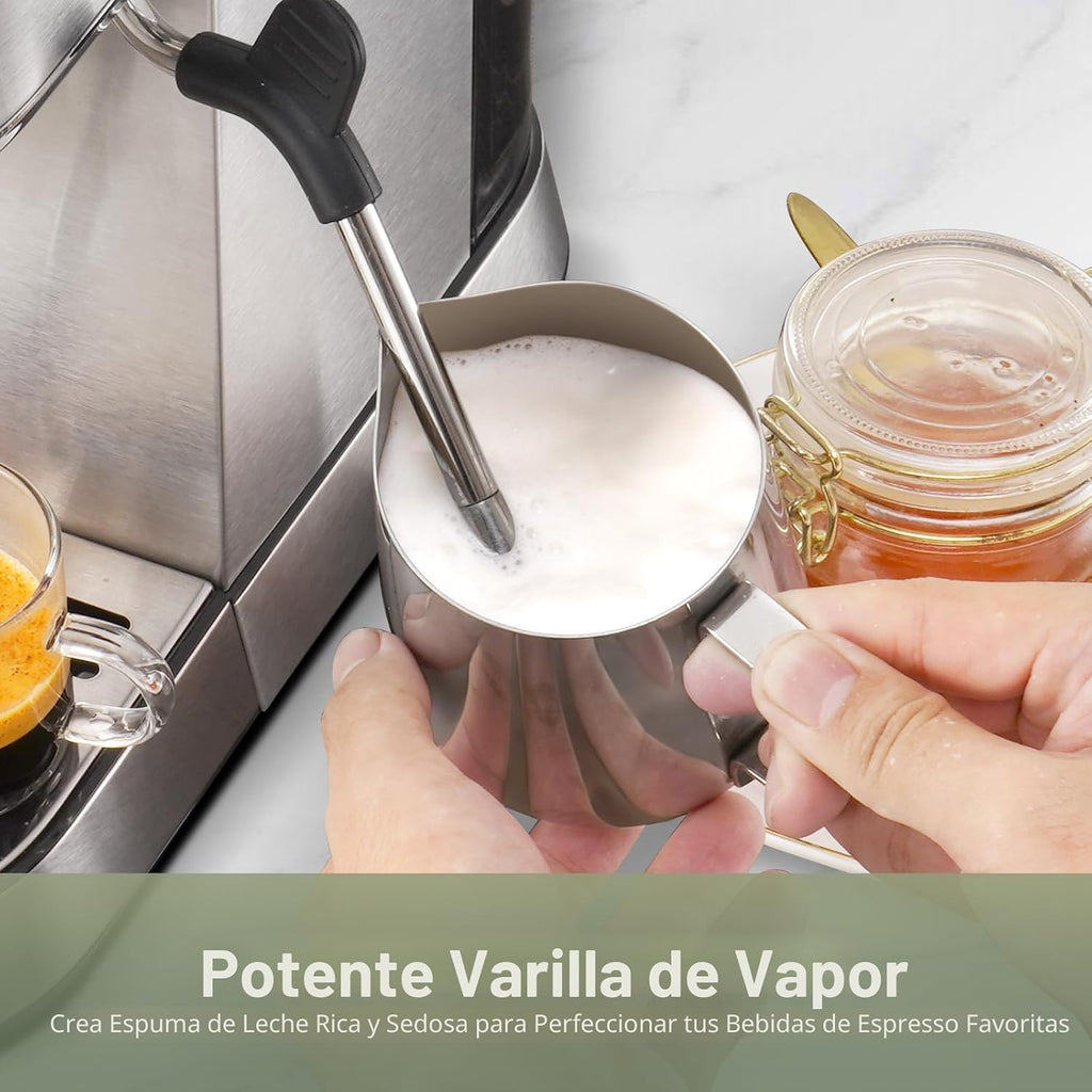 Gevi Máquina compacta de café expreso de 20 bar para el hogar, cafetera de