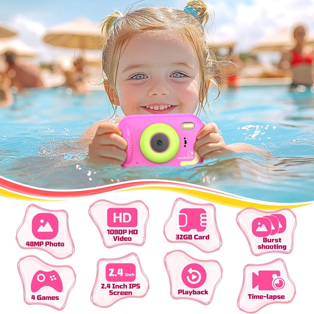 Cámara para niños impermeable, cámara submarina IP68 para niños de...