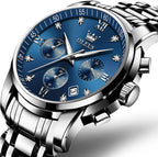 OLEVS Relojes de Oro para Hombres Reloj de Pulsera de Lujo a Prueba de Agua Gran Cara Elegante Acero Inoxidable Analógico Cuarzo Fecha Cronógrafo Luminoso Lectura Fácil Relojes de Negocios Regalos para Hombres Graduación
