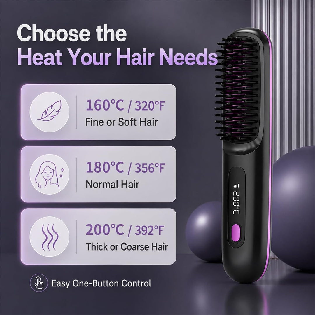 XUNIQ Go Brush Pro - Cepillo alisador de pelo inalámbrico, portátil...