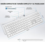 Teclado Bluetooth inalámbrico multidispositivo-QWERTY plateado blanco