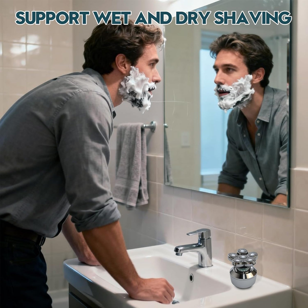 Afeitadoras de cabeza para hombres calvos: afeitadora de cabeza desmontable mejorada, cabezales flotantes 6D, afeitadora eléctrica seca y húmeda, IPX8 impermeable, pantalla LED