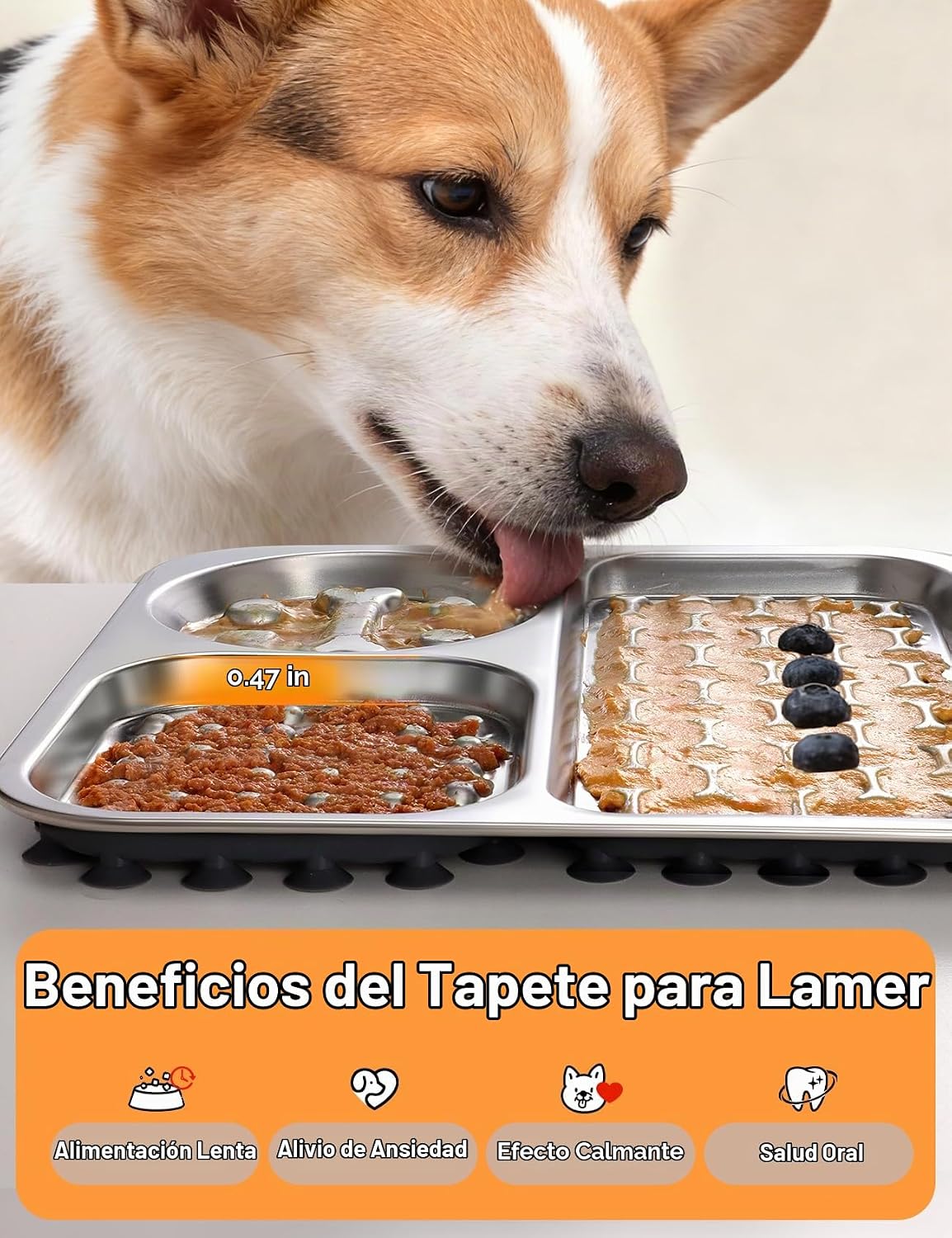 FEELNEEDY - Alfombrilla para lamer de acero inoxidable para perros y gatos, almohadilla grande para lamer con ventosas, a prueba de mordeduras, antideslizante, para reducir el aburrimiento y aliviar