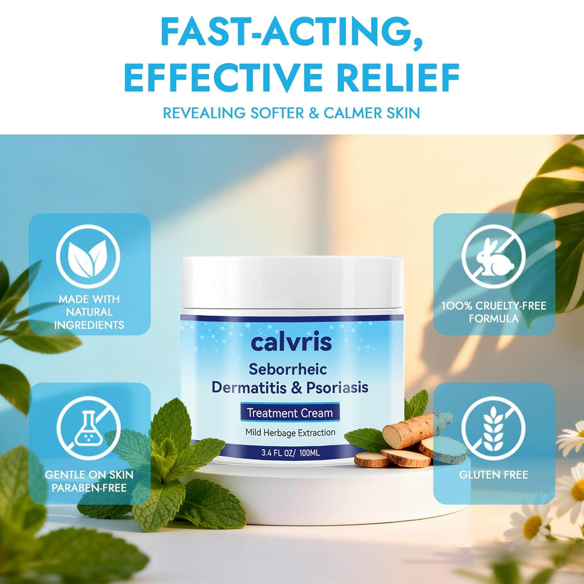 Calvris Scalp Comfort Balm - Fórmula botánica sin esteroides para c...